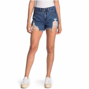 Good American Shorts Womens 28 Blue255 Good Vintage Cutoff Distressed Denim Jean